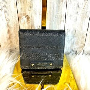 Kate Spade Serenade Haven Lane Black Glitters Mini Wallet WLRU3228
